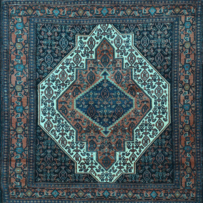 Square Medallion Light Blue Traditional Rug, tr2436lblu