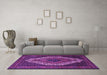 Machine Washable Medallion Purple Traditional Area Rugs in a Living Room, wshtr2436pur