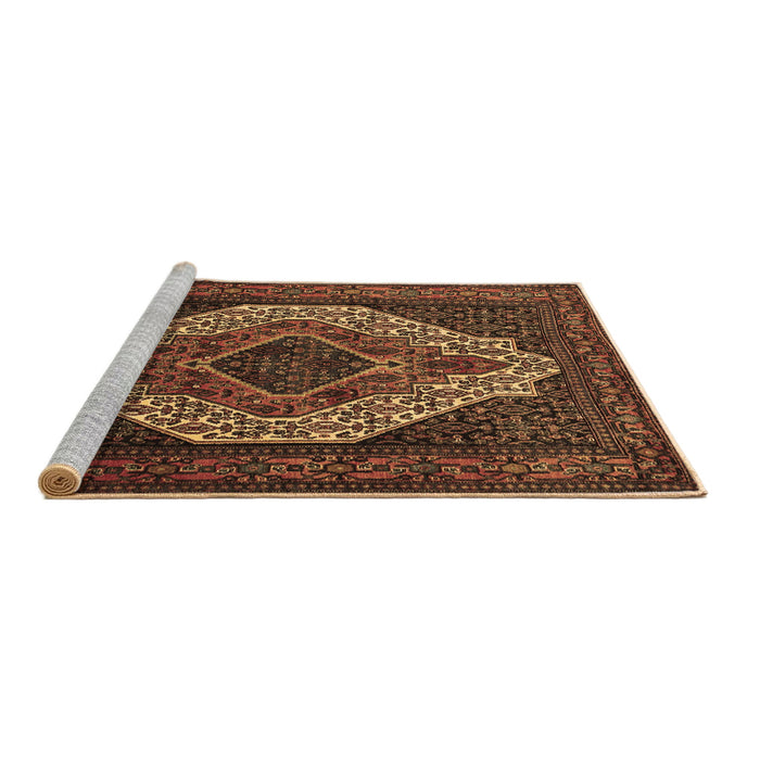 Sideview of Machine Washable Medallion Brown Traditional Rug, wshtr2436brn