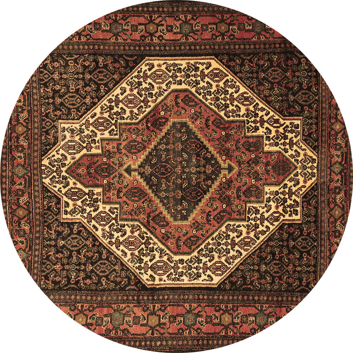 Round Medallion Brown Traditional Rug, tr2436brn