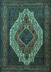 Medallion Turquoise Traditional Rug, tr2436turq