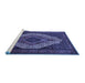 Sideview of Machine Washable Medallion Blue Traditional Rug, wshtr2436blu