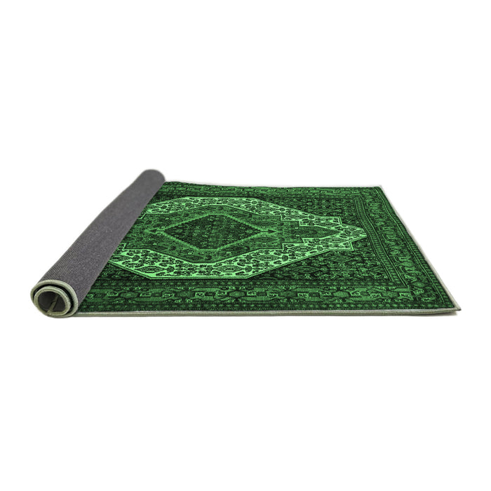 Sideview of Medallion Emerald Green Traditional Rug, tr2436emgrn
