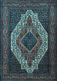 Medallion Light Blue Traditional Rug, tr2436lblu