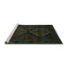 Sideview of Machine Washable Persian Turquoise Traditional Area Rugs, wshtr2437turq