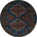 Round Persian Light Blue Traditional Rug, tr2437lblu