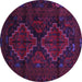 Round Machine Washable Persian Purple Traditional Area Rugs, wshtr2437pur