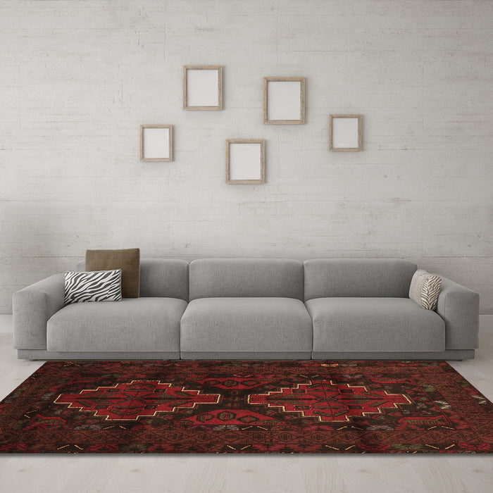 Machine Washable Persian Brown Traditional Rug in a Living Room,, wshtr2437brn