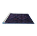 Sideview of Machine Washable Persian Blue Traditional Rug, wshtr2437blu