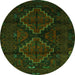 Square Persian Green Traditional Rug, tr2437grn
