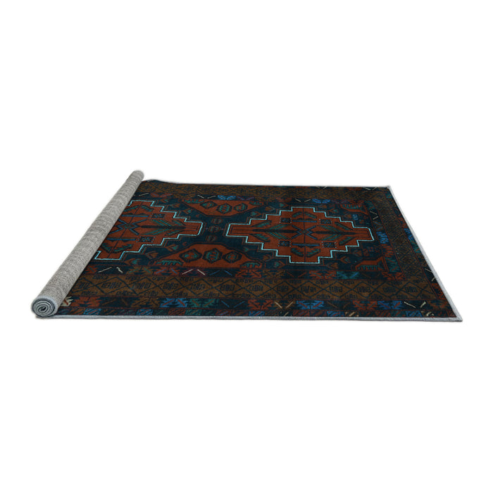 Sideview of Machine Washable Persian Light Blue Traditional Rug, wshtr2437lblu