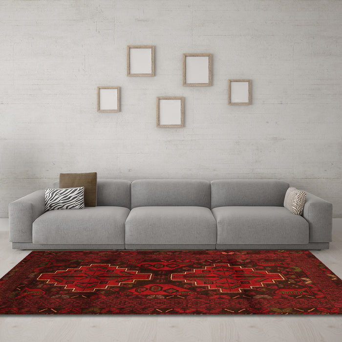 Machine Washable Persian Orange Traditional Area Rugs in a Living Room, wshtr2437org