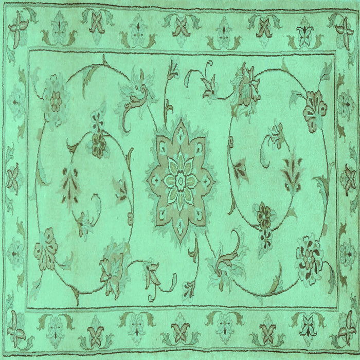 Square Machine Washable Persian Turquoise Traditional Area Rugs, wshtr2438turq