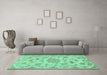 Machine Washable Persian Turquoise Traditional Area Rugs in a Living Room,, wshtr2438turq