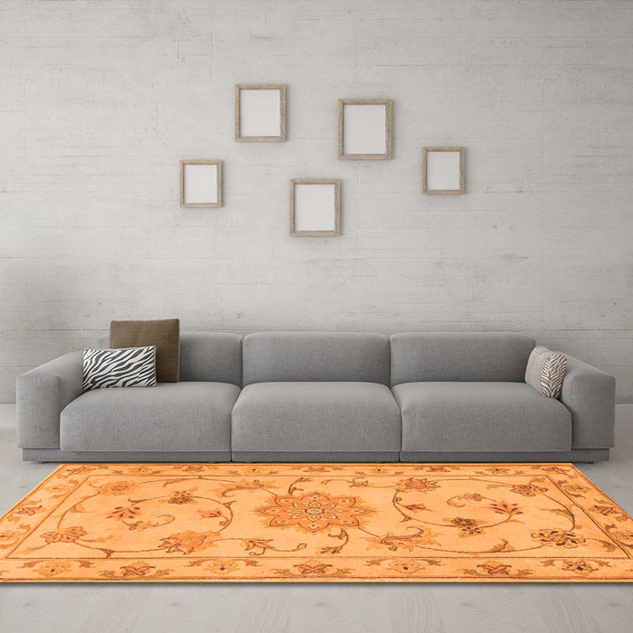 Machine Washable Persian Orange Traditional Area Rugs in a Living Room, wshtr2438org