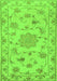 Serging Thickness of Machine Washable Persian Green Traditional Area Rugs, wshtr2438grn