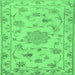 Square Persian Emerald Green Traditional Rug, tr2438emgrn