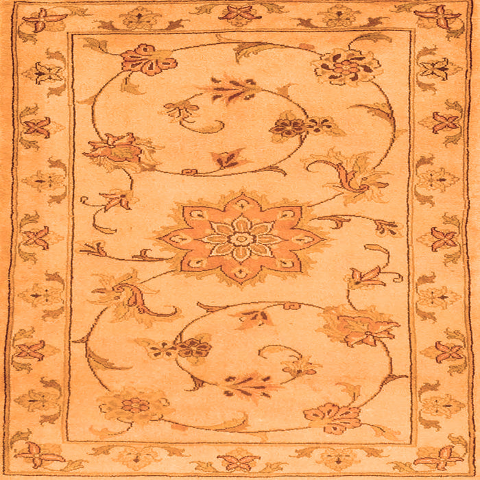 Round Machine Washable Persian Orange Traditional Area Rugs, wshtr2438org