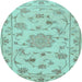 Round Machine Washable Persian Light Blue Traditional Rug, wshtr2438lblu