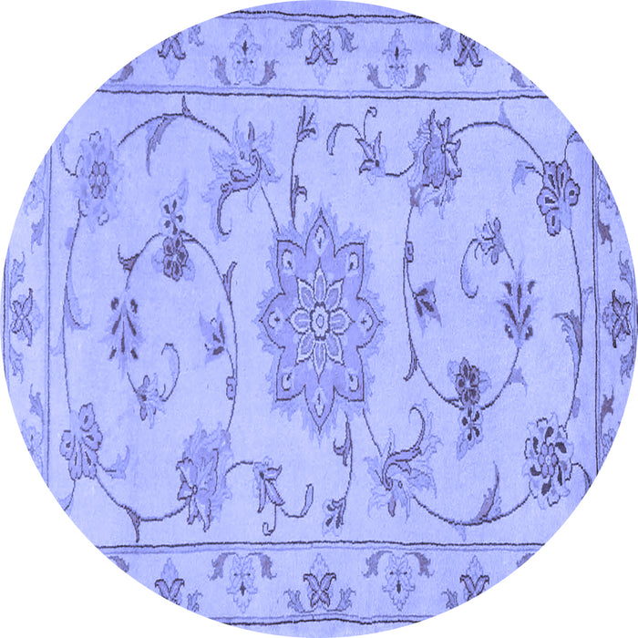 Round Persian Blue Traditional Rug, tr2438blu