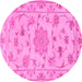 Round Persian Pink Traditional Rug, tr2438pnk