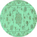 Round Persian Turquoise Traditional Rug, tr2438turq