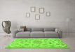 Machine Washable Persian Green Traditional Area Rugs in a Living Room,, wshtr2438grn