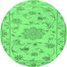 Round Persian Emerald Green Traditional Rug, tr2438emgrn