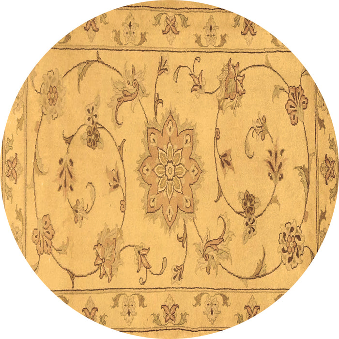 Round Persian Brown Traditional Rug, tr2438brn