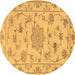 Round Persian Brown Traditional Rug, tr2438brn