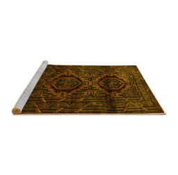 Sideview of Machine Washable Persian Yellow Traditional Rug, wshtr2439yw