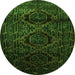 Square Persian Green Traditional Rug, tr2439grn