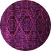 Round Machine Washable Persian Pink Traditional Rug, wshtr2439pnk