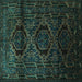 Square Machine Washable Persian Turquoise Traditional Area Rugs, wshtr2439turq