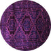 Round Machine Washable Persian Purple Traditional Area Rugs, wshtr2439pur