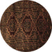 Round Persian Brown Traditional Rug, tr2439brn