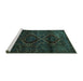 Sideview of Machine Washable Persian Turquoise Traditional Area Rugs, wshtr2439turq