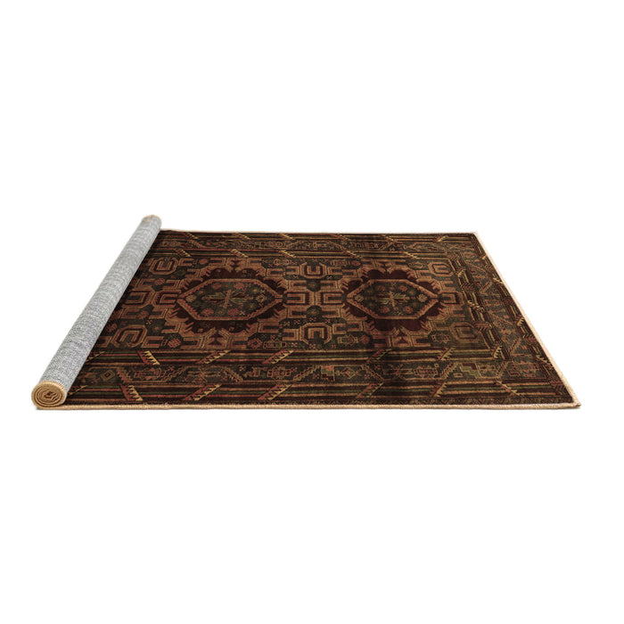 Sideview of Machine Washable Persian Brown Traditional Rug, wshtr2439brn