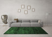 Machine Washable Persian Emerald Green Traditional Area Rugs in a Living Room,, wshtr2439emgrn