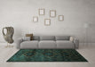 Machine Washable Persian Turquoise Traditional Area Rugs in a Living Room,, wshtr2439turq