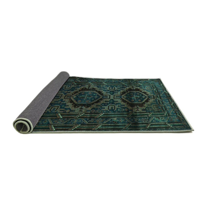 Sideview of Persian Turquoise Traditional Rug, tr2439turq