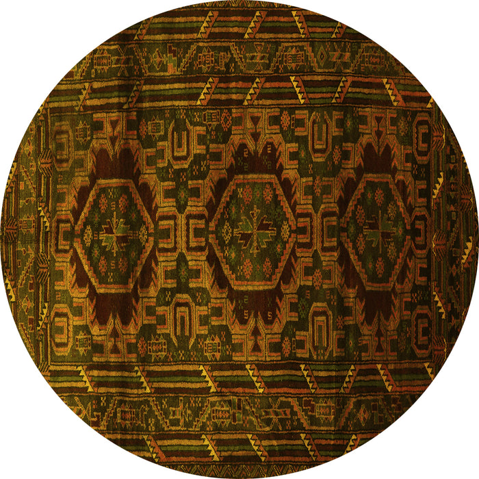 Round Persian Yellow Traditional Rug, tr2439yw
