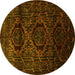 Round Persian Yellow Traditional Rug, tr2439yw