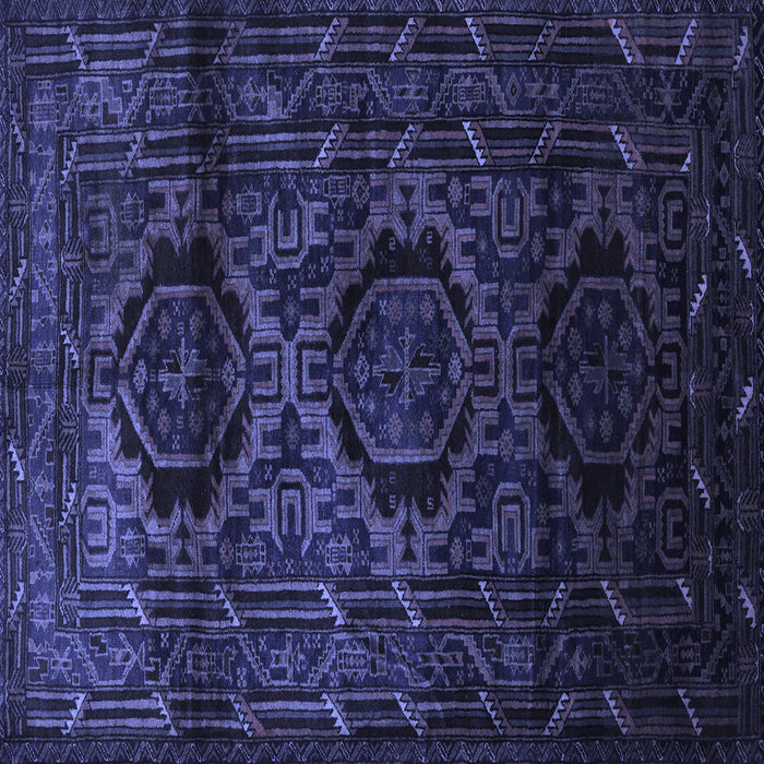 Square Machine Washable Persian Blue Traditional Rug, wshtr2439blu