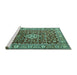 Sideview of Machine Washable Persian Turquoise Traditional Area Rugs, wshtr243turq