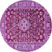 Round Machine Washable Persian Purple Traditional Area Rugs, wshtr243pur