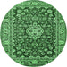 Round Persian Emerald Green Traditional Rug, tr243emgrn