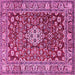 Square Machine Washable Persian Pink Traditional Rug, wshtr243pnk