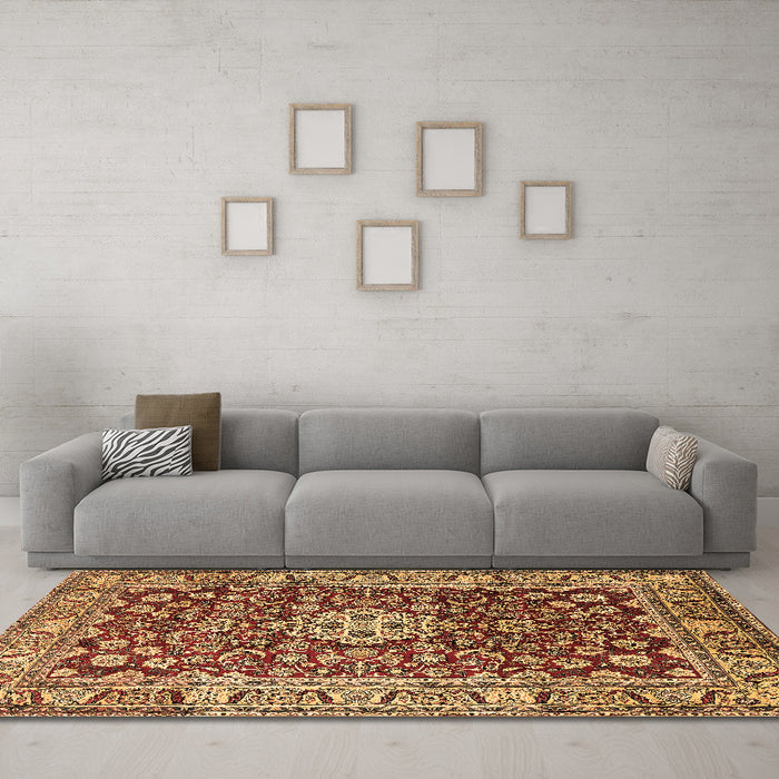 Machine Washable Persian Brown Traditional Rug in a Living Room,, wshtr243brn