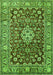 Serging Thickness of Machine Washable Persian Green Traditional Area Rugs, wshtr243grn